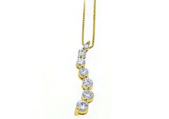 3/4 Carat Womens Diamond Journey Pendant 14KT Yellow Gold Brilliant Round Cut