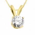 1/2CT Solitaire Diamond Pendant Brilliant Round Cut Prong Set 14KT Yellow Gold