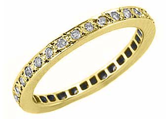 WOMENS DIAMOND ETERNITY BAND WEDDING RING ROUND CUT PAVE SET 14KT YELLOW GOLD
