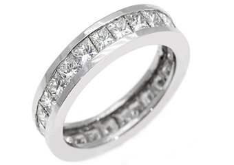 WOMENS DIAMOND ETERNITY BAND WEDDING RING SQUARE PRINCESS 3 CARAT 14K WHITE GOLD