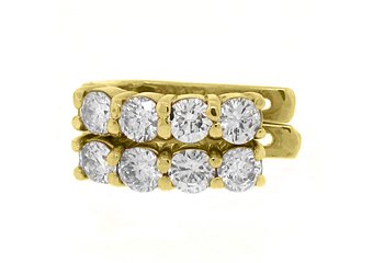 WOMENS 1.38 CARAT BRILLIANT ROUND DIAMOND HOOP EARRINGS YELLOW GOLD