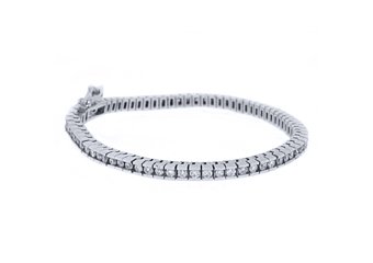 WOMENS DIAMOND TENNIS LINK BRACELET 3.88 CARAT ROUND CUT BOX 14KT WHITE GOLD 7"