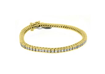 WOMENS DIAMOND TENNIS LINK BRACELET 3.28 CARAT ROUND CUT BOX 14KT YELLOW GOLD 7"