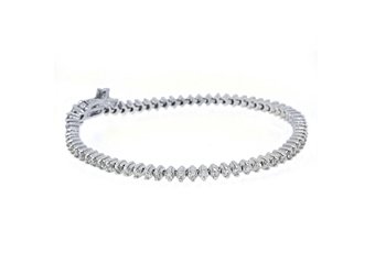 WOMENS DIAMOND TENNIS LINK BRACELET 3.11 CARAT ROUND CUT PRONG 14K WHITE GOLD 7"