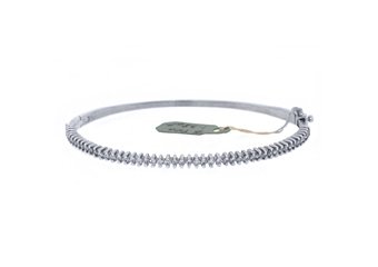 WOMENS DIAMOND BANGLE TENNIS BRACELET 1.38 CARAT ROUND CUT 14KT WHITE GOLD