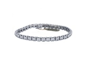 WOMENS DIAMOND TENNIS LINK BRACELET 3.18 CARAT ROUND CUT 14KT WHITE GOLD 7" INCH