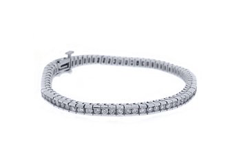 WOMENS DIAMOND TENNIS LINK BRACELET 3.78 CARAT ROUND CUT BOX 14KT WHITE GOLD 7"
