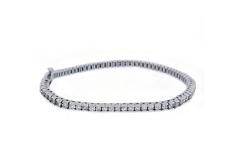 WOMENS DIAMOND TENNIS LINK BRACELET 2.63 CARAT ROUND CUT BOX 14KT WHITE GOLD