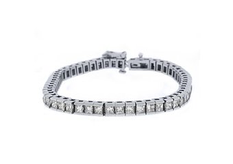 WOMENS SQUARE DIAMOND BOX TENNIS BRACELET 7.54 CARAT 14KT WHITE GOLD 7" INCH