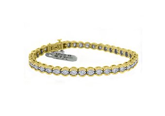WOMENS DIAMOND TENNIS BRACELET ROUND CUT 6.02 CARAT 14KT YELLOW GOLD 7" INCH