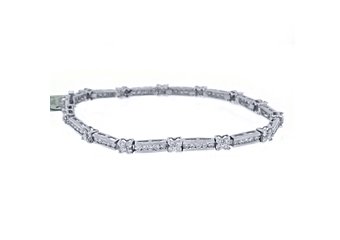 WOMENS DIAMOND TENNIS LINK BRACELET 3.12 CARAT ROUND CUT 14KT WHITE GOLD 7" INCH