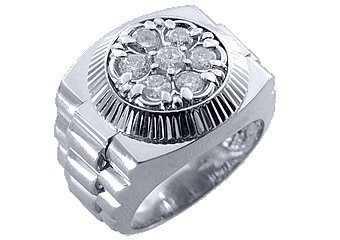 MENS 1.5 CARAT BRILLIANT ROUND CUT SHAPE DIAMOND RING 14K WHITE GOLD