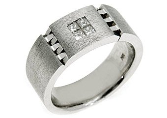 MENS 2/5 CARAT PRINCESS SQUARE CUT DIAMOND RING WEDDING BAND 14KT WHITE GOLD