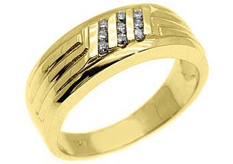MENS 1/4 CARAT BRILLIANT ROUND CUT DIAMOND RING WEDDING BAND 14KT YELLOW GOLD