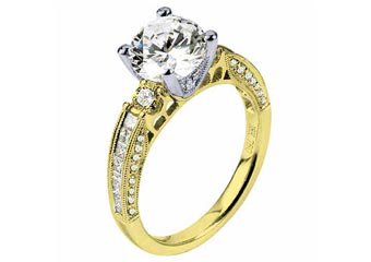 WOMENS DIAMOND ENGAGEMENT RING ROUND CUT 1.75 CARAT 18K YELLOW GOLD
