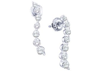 1 CARAT BRILLIANT ROUND DIAMOND DANGLE EARRINGS 14KT WHITE GOLD
