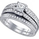 WOMENS DIAMOND ENGAGEMENT RING WEDDING BAND BRIDAL SET PRINCESS CUT .99 CARATS