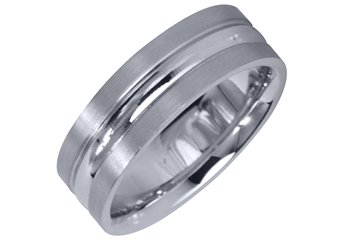 MENS WEDDING BAND ENGAGEMENT RING WHITE GOLD HIGH GLOSS & SATIN FINISH 6mm