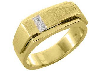 MENS 1/4 CARAT PRINCESS SQUARE CUT DIAMOND RING WEDDING BAND 14KT YELLOW GOLD
