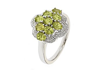 WOMENS 1.8 CARAT PERIDOT COCKTAL RIGHT HAND CLUSTER RING 925 STERLING SILVER