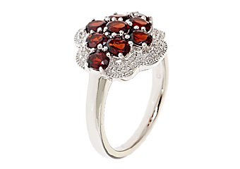 WOMENS 1.8 CARAT RED GARNET COCKTAL RIGHT HAND CLUSTER RING 925 STERLING SILVER
