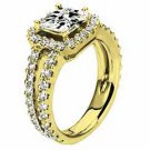 WOMENS DIAMOND ENGAGEMENT HALO RING PRINCESS CUT 2.26 CARAT 14K YELLOW GOLD