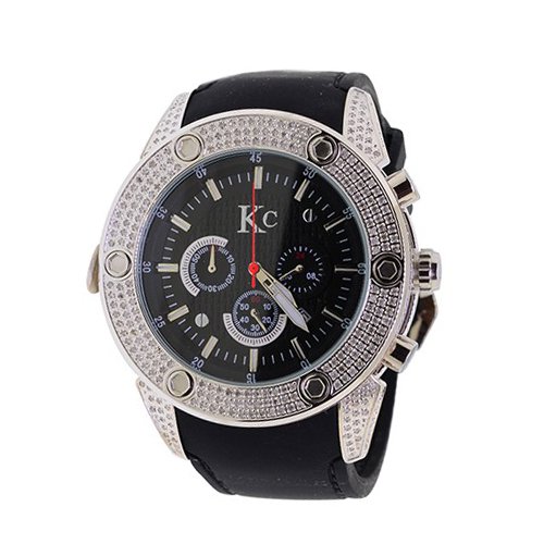 Mens Diamond Bezel Watch KC Chronograph 3 Carats