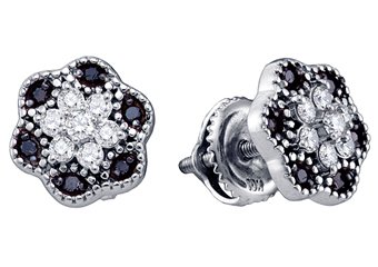 .29 CARAT BRILLIANT ROUND CUT BLACK DIAMOND STUD EARRINGS WHITE GOLD