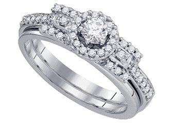 WOMENS DIAMOND ENGAGEMENT HALO RING WEDDING BAND BRIDAL SET ROUND CUT 1/2 CARAT