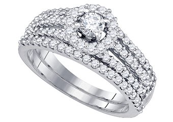 WOMENS DIAMOND ENGAGEMENT HALO RING WEDDING BAND BRIDAL SET ROUND CUT 1 CARAT