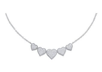 WOMENS HEART SHAPE DIAMOND NECKLACE PENDANT 0.35 CARAT 10KT WHITE GOLD