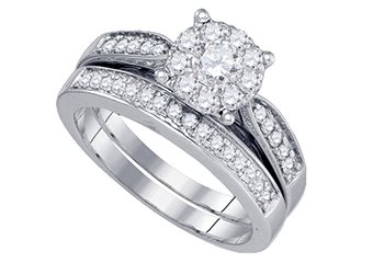 WOMENS DIAMOND ENGAGEMENT RING WEDDING BAND BRIDAL SET ROUND .79 CARAT 14K