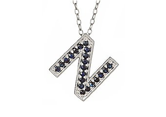 .46CT SAPPHIRE ROUND CUT LETTER N ALPHABET PENDANT w/ CHAIN 925 STERLING SILVER