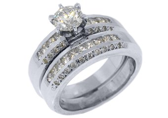 2.15CT WOMENS DIAMOND ENGAGEMENT RING WEDDING BAND BRIDAL SET ROUND WHITE GOLD