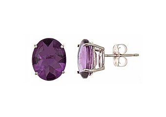 4.5 CARAT BUFF TOP AMETHYST STUD EARRINGS 10mm OVAL SHAPE 925 STERLING SILVER