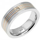 MENS SOLITAIRE ROUND CUT DIAMOND RING WEDDING BAND TWO-TONE ROSE WHITE GOLD