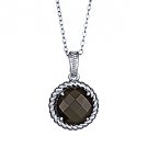 5 CARAT CHECK TOP BLACK AGATE ROUND CUT PENDANT 11mm 925 STERLING SILVER