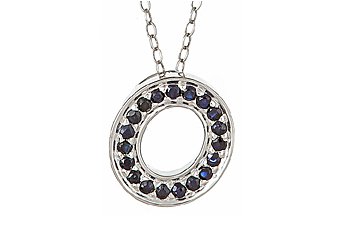 .42CT SAPPHIRE ROUND CUT LETTER O ALPHABET PENDANT w/ CHAIN 925 STERLING SILVER