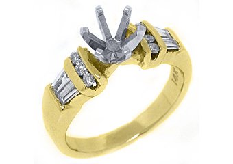 .52 CARAT WOMENS DIAMOND ENGAGEMENT RING SEMI-MOUNT BAGUETTE CUT YELLOW GOLD