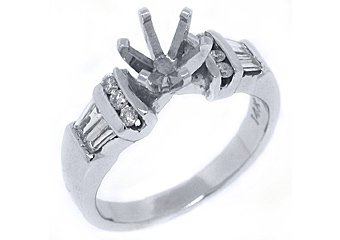 .52 CARAT WOMENS DIAMOND ENGAGEMENT RING SEMI-MOUNT BAGUETTE CUT WHITE GOLD