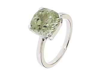 WOMENS 4.5 CARAT CUSHION CUT CHECK TOP GREEN AMETHYST RING 925 STERLING SILVER