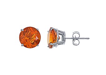 5.5 CARAT CITRINE STUD EARRINGS 9mm ROUND 14KT WHITE GOLD NOVEMBER BIRTH STONE