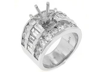 2.55 CARATS WOMENS DIAMOND ENGAGEMENT RING SEMI-MOUNT BAGUETTE CUT WHITE GOLD