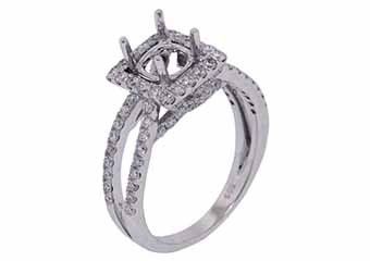 1.08 CARAT WOMENS DIAMOND HALO ENGAGEMENT RING SEMI-MOUNT ROUND CUT WHITE GOLD