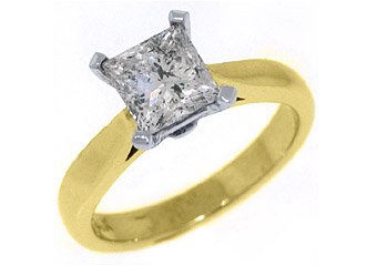 1.52CT WOMENS SOLITAIRE PRINCESS SQUARE CUT DIAMOND ENGAGEMENT RING YELLOW GOLD