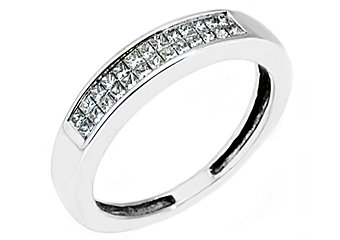 3/5CT WOMENS PRINCESS SQUARE CUT INVISIBLE DIAMOND RING WEDDING BAND WHITE GOLD