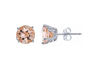 2.5 CARAT MORGANITE STUD EARRINGS EAR RINGS 7mm ROUND CUT 14KT WHITE GOLD