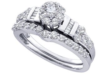 WOMENS DIAMOND ENGAGEMENT RING WEDDING BAND BRIDAL SET 1.06 CARAT ROUND CUT