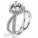 WOMENS DIAMOND ENGAGEMENT HALO RING BRILLIANT ROUND 2.10 CARATS 18KT WHITE GOLD