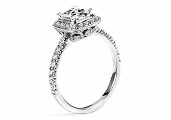 WOMENS DIAMOND ENGAGEMENT HALO RING PRINCESS CUT 1.57 CARAT 18K WHITE GOLD